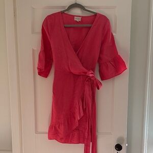Dreamers Pink Wrap Mini Dress
